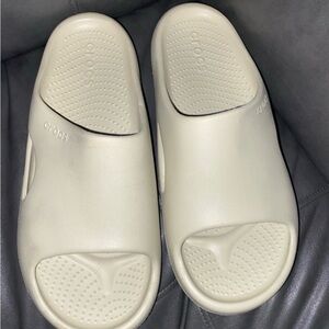 CROCS Cream Loafers & Slip-Ons